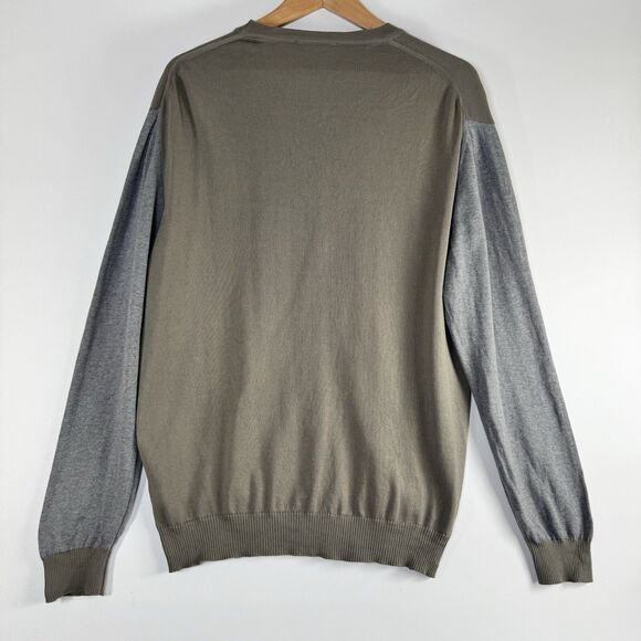 Emile Lafaurie Men XL Cardigan Sweater Made in Italy Olive Green Gray Colorblock - Picture 3 of 14